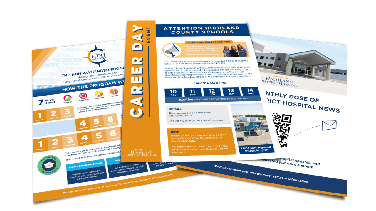 Highland District Hospital: Flyers site preview