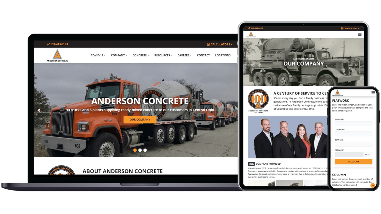 Anderson Concrete site preview